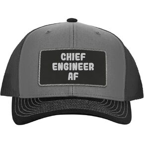 Chief Engineer AF - Leather Black Patch Engraved Trucker Hat in Kuwait