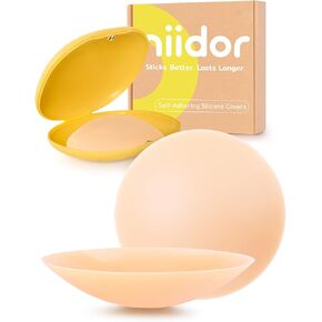 أغطية حلمات غير لاصقة من نيدور للنساء - فطائر حلمات سيليكون غير لاصقة قابلة لإعادة الاستخدام مع حقيبة سفر (دائرة) in Kuwait