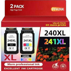 استبدال خرطوشة الحبر المتوافقة 240XL 241XL لحبر Canon 240 241 Combo PG-240XL CL-241XL لطابعة MG3620 MG3600 TS5120 TS5100 MG2120 MG3520 MX472 MX452 MX512 (1 أسود، 1 ثلاثي الألوان) in Kuwait