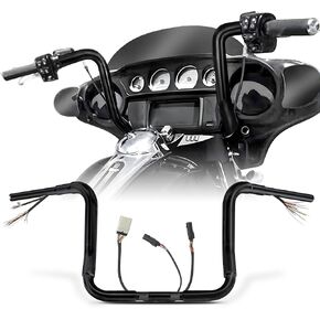 Pre-wired 1 1/2" Fat Ape Hanger 14" Rise Bagger Handlebar for Harley 2008-2013 Street Glide/Ultra Classic/Electra Glide/Ultra Limited Modeels Prewired CAN-Bus Wire and Throttle by Wire(TBW), Black in Kuwait