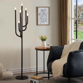 مصباح أرضي أسود من Wellmet لغرفة المعيشة، مصابيح أرضية حديثة لغرفة النوم، مصباح أرضي معدني فريد بطول 63.3 بوصة لتزيين الزوايا in Kuwait