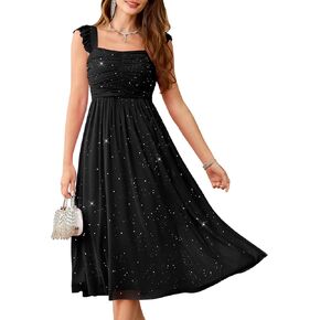 Wedtrend Sparkly Sequin Dress Ruffle Strap 80s Prom Dress Long Formal Dresses for Women in Kuwait