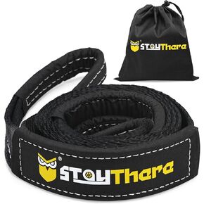 حزام سحب السحب من Stay There، شديد التحمل مع حبل سحب للطوارئ بسعة 30.000 رطل من أجل حقيبة تخزين المركبات (أسود، 2 بوصة × 8 بوصات) in Kuwait