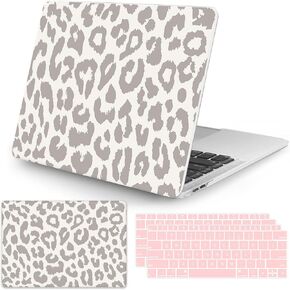 Seorsok Compatible with MacBook Air 13 Inch Model A1932 A2179 M1 A2337 Touch ID Release 2020 2019 2018 Plastic Hard Shell Case Protective Cover with 2 Pieces Pink Keyboard Cover Leopard Print in Kuwait