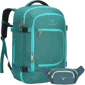Hynes Eagle Travel Backpack 40L Flight Approved Carry on Backpack Men Large Cabin Weekender Laptop Backpack Women 15.6 inches Teal with Waist Pack Green in Kuwait
