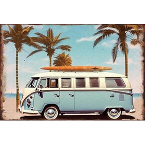 Beach Decor Vintage Surf Van Metal Sign Surf Decor for Open-Air bar Porch Beach Wall Art Beach Themed Gifts 8x12 Inch in Kuwait