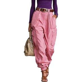 Plus Size Cargo Pants for Women High Waisted Wide Leg Parachute Pants Casual Y2k Multi Pockets Pants in Kuwait