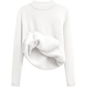 Arssm Womens Fleece Sweaters Sherpa Lined Sweater Thermal Warm Long Sleeve Shirt Mock Neck Pullover Tops in Saudi Arabia