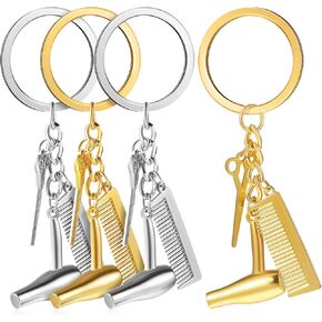 4 Pcs Hair Stylist Keychains Hairdresser Pendant Key Rings Salon Accessories with Comb and Scissor Charms for Women Hairdressers and Beauticians in Kuwait