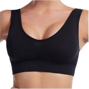 Seamless Sports Bra Plus Size 6XL, Medium Support Wire-Free Workout Bra with Mesh, Soft Padded Yoga Top for Large Bust in Kuwait