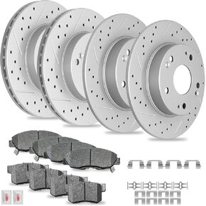 Disc Brake Kits with Pads and Rotors Front & Rear Drilled Slotted Vented Rotor for 2006 2007 2008 Honda Civic Ex w/ 4 Wheel Disc Brakes in Kuwait