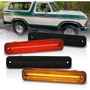 AJP Distributors Smoked Lens 4PCS Front Amber & Rear Red LED Side Marker Lights Reflector Bumper Signal Lamps Compatible/Replacement For Bronco F100 F150 F350 Truck E100 E150 E250 E350 Econoline in Kuwait