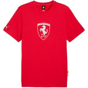 ملابس رياضية للرجال من PUMA Scuderia Ferrari بشعار Tonal Shield برقبة دائرية وأكمام قصيرة كاجوال - أحمر in Kuwait