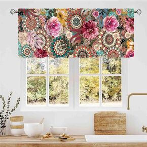 Gothic Skull Valances for Window, Spooky Moody Dead Moth Floral Witchy Mysterious Trippy Aesthetics Art Print Gray Rod Pocket Small Curtains for Kitchen Cafe Bedroom Living Room Bathroom, 54"x18" Inch in Saudi Arabia