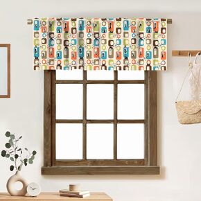 Mid Century Modern Valance Curtain Cute Black Cat Atomic Boho Abstract Geometric Vintage Rod Pocket Valance Curtains for Kitchen Living Room Bedroom Decor 54x18inch in Saudi Arabia