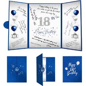 Crenics 18th Birthday Decorations for Boy or Girls, Creative 18th Birthday Guest Book Alternative, Blue and Silver 18 Birthday Signature Book 18 x 12 inch, Great 18 Birthday Gifts in Kuwait