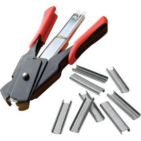LEM Products Spring-Loaded Hog Ring Pliers, 100 Galvanized Steel Rings, Red and Black in Kuwait