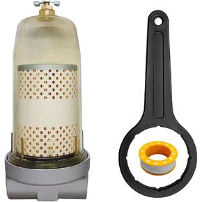 496 Fuel Tank Filter Assembly, 30 Micron Max 25 Gpm 150 Psi Diesel Water Separator with Wrench & Tape, Diesel Fuel Tank Filter Replacement with 1" NPT Top Cap Replace# B10-AL in Kuwait