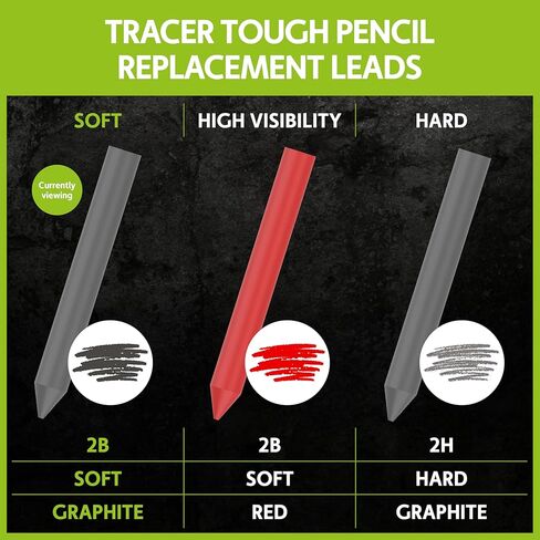 Tracer Tough Construction Pencil Replacement Leads Set - 6 x 5.2mm Graphite Leads for the Tough Pencil. Set of 6 refills in Kuwait
