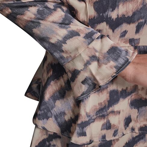 فستان نسائي من BCBG بأكمام طويلة وطبقات مطبوعة ورقبة عالية in Saudi Arabia