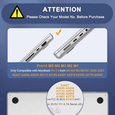 حافظة MOSISO متوافقة مع جهاز MacBook Pro مقاس 14 بوصة 2024-2021 M4 M3 M2 M1 A3112 A3185 A3401 A2918 A2992 A2779 A2442، غطاء صلب ممتص للصدمات من مادة TPU شديد التحمل وغطاء لوحة مفاتيح ونوع C، أسود in Kuwait