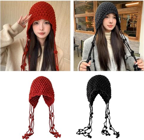 Knit Hat Womens Winter Peruvian Cover Ears Hat Ear Flap Sherpas Ski Snow Hats Knit Cute Tassels s Hat in Saudi Arabia