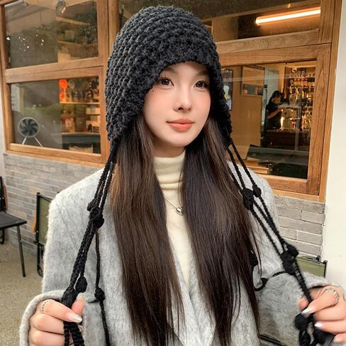 Knit Hat Womens Winter Peruvian Cover Ears Hat Ear Flap Sherpas Ski Snow Hats Knit Cute Tassels s Hat in Saudi Arabia