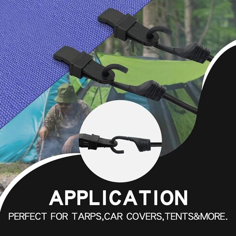 28 قطعة من حبال بنجي من بولاربير مع خطافات بأحجام متنوعة - 10 بوصة و18 بوصة و24 بوصة و31 بوصة و40 بوصة من الحبال الفولاذية المطلية بالبلاستيك - مع 4 مشابك قماش القنب/4 أسلاك كروية/حقيبة تخزين - تستخدم للنقل والتحريك والبضائع الثابتة (أسود) in Kuwait