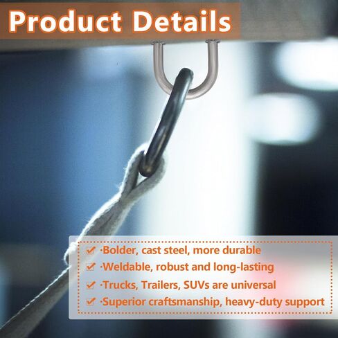 BBTO 12 Pack 1/2" Heavy Duty Weld-on Steel D-Ring Rope Hook Chain Tie Down D Ring Forged Steel Safety Chain Hooks for Trucks Trailers and Towing in Saudi Arabia