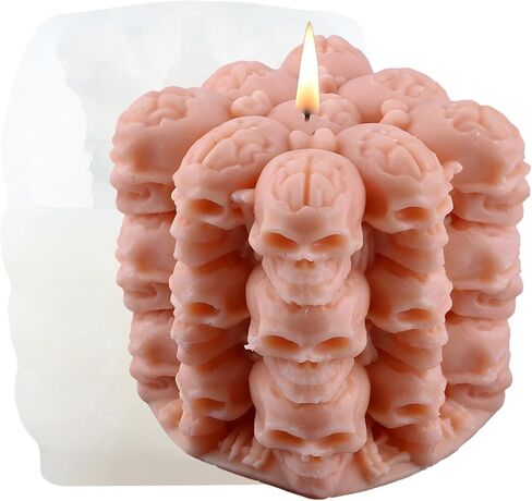 Skull Candle Mold Skull Silicone Molds Halloween Skull Candle Molds for Candle Making Mold Candle Home Decorate Mold Resin Aromatherapy Gypsum Candles Clay Craft in Kuwait