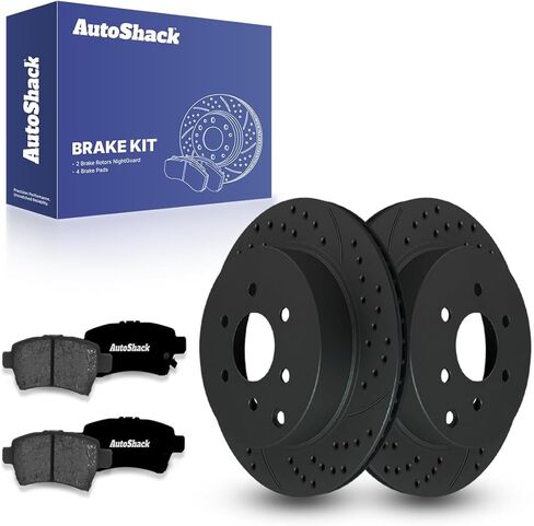 AutoShack Rear Vented Brake Rotors + Ceramic Pads 6-PC Brake Kit Replacement for 2005-2012 Nissan Pathfinder 12.11" (307.6 mm) in Saudi Arabia