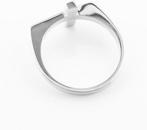 925 Sterling Silver Flat Top Sideways Cross Ring in Kuwait