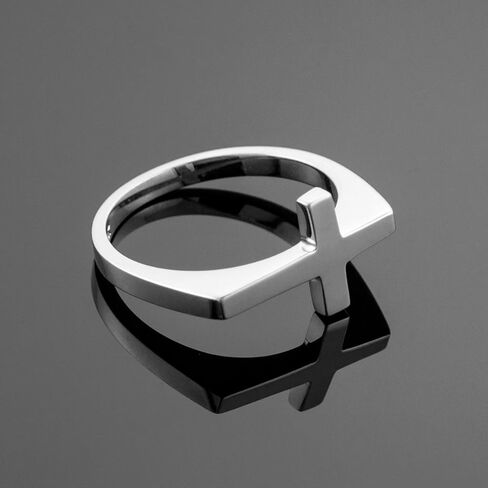 925 Sterling Silver Flat Top Sideways Cross Ring in Kuwait