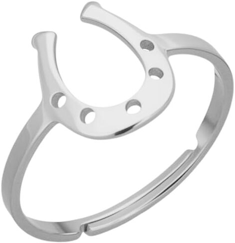 NewZenro Lucky Horseshoe بيان حلقة مفتوحة للنساء والرجال أزياء الحد الأدنى الذهب / الفضة مطلي الفولاذ المقاوم للصدأ على شكل حرف U قابل للتعديل خواتم الاصبع المفصل المجوهرات العصرية الراحة تناسب لها BFF in Saudi Arabia