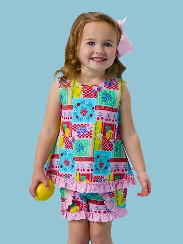 RuffleButts Baby/Toddler Girls Cotton Swing Top and Short Set in Saudi Arabia