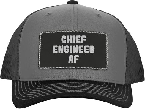 Chief Engineer AF - Leather Black Patch Engraved Trucker Hat in Kuwait