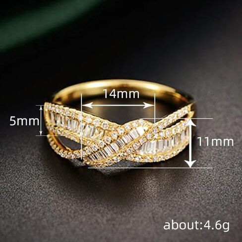ENDLESSNESS & ETERNITY Twisted Wedding Band CZ Cubic Zirconia Cocktail Statement Criss-cross Intertwined 14K Gold Plated Half Eternity Promise Gold Ring in Saudi Arabia