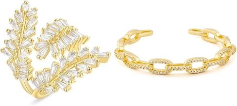 KissYan Gold Rings for Women, 14K Gold Plated Adjustable Statement Irregular, 14K Gold Plated Adjustable Open Cuff Bracelet in Saudi Arabia