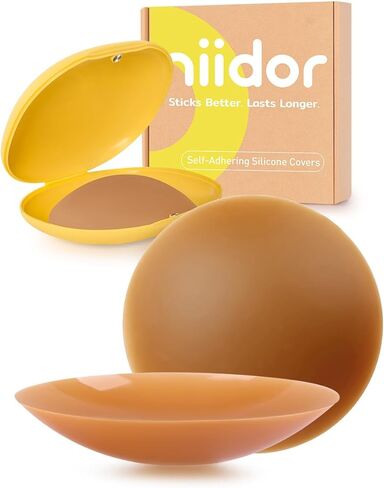 أغطية حلمات غير لاصقة من نيدور للنساء - فطائر حلمات سيليكون غير لاصقة قابلة لإعادة الاستخدام مع حقيبة سفر (دائرة) in Kuwait