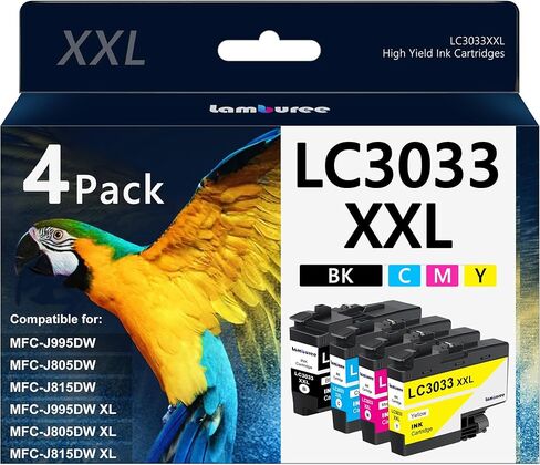 خراطيش حبر LC3033XXL مع استبدال فائق الإنتاجية لطابعات Brother LC3033 LC3035 BK/C/M/Y XXL مع طابعات MFC-J995DW MFC-J805DW MFC-J815DW (4 عبوات) in Kuwait