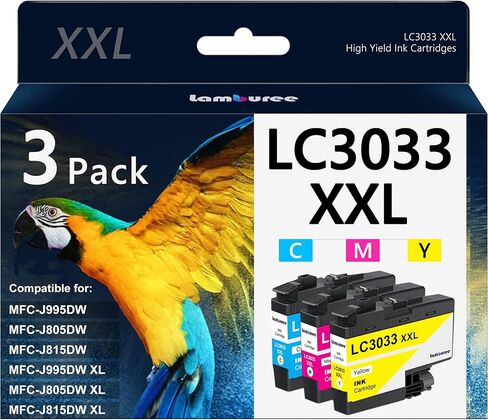 خراطيش حبر LC3033XXL مع استبدال فائق الإنتاجية لطابعات Brother LC3033 LC3035 BK/C/M/Y XXL مع طابعات MFC-J995DW MFC-J805DW MFC-J815DW (4 عبوات) in Kuwait