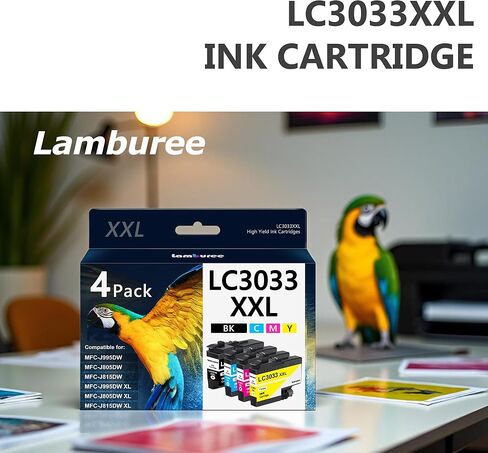 خراطيش حبر LC3033XXL مع استبدال فائق الإنتاجية لطابعات Brother LC3033 LC3035 BK/C/M/Y XXL مع طابعات MFC-J995DW MFC-J805DW MFC-J815DW (4 عبوات) in Kuwait