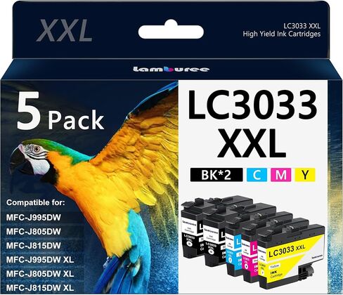 خراطيش حبر LC3033XXL مع استبدال فائق الإنتاجية لطابعات Brother LC3033 LC3035 BK/C/M/Y XXL مع طابعات MFC-J995DW MFC-J805DW MFC-J815DW (4 عبوات) in Kuwait