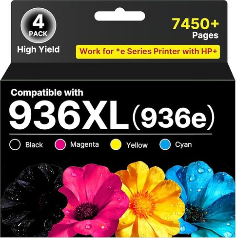 936XL 936 Ink Cartridges for HP Printers for HP 936 Ink Cartridges Combo Pack Work for HP OfficeJet Pro 9125e 9120e 9730e 9130 9135e 9122e 9128e 9110b 9120b 9130b 9130e Printer (4 Pack) in Kuwait