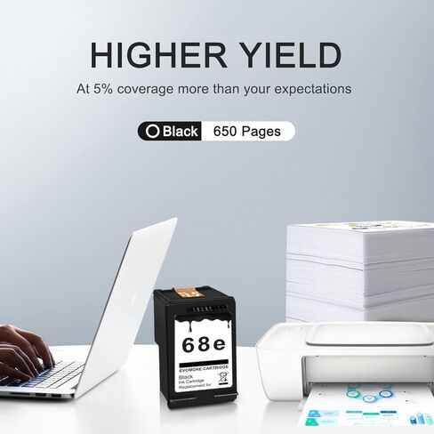 68XL Black Ink Cartridges High Yield Black 1 Pack Replacement for HP Printers Envy 6555e 6100e 6500e Series 68e Compatible with 6155e 6555e 6152e 6552e 6558e 6165e in Kuwait