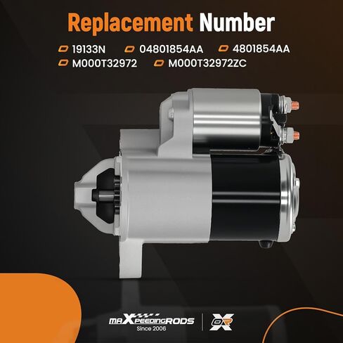 maXpeedingrods 19133N Starter Motor for Dodge Nitro 2010-2011, for Jeep Liberty KK 2010-2012, V6 3.7L,12V 1.2KW 10Teeth CW, Replace# 04801854AA, 4801854AA, M000T32972, M000T32972ZC in Saudi Arabia