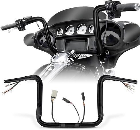 Pre-wired 1 1/2" Fat Ape Hanger 14" Rise Bagger Handlebar for Harley 2008-2013 Street Glide/Ultra Classic/Electra Glide/Ultra Limited Modeels Prewired CAN-Bus Wire and Throttle by Wire(TBW), Black in Kuwait