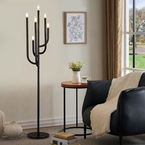 مصباح أرضي أسود من Wellmet لغرفة المعيشة، مصابيح أرضية حديثة لغرفة النوم، مصباح أرضي معدني فريد بطول 63.3 بوصة لتزيين الزوايا in Kuwait