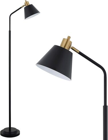 65.3" Modern Floor Lamps for Living Room, Black Floor Lamp for Bedroom, Dual-Base Industrial Standing Lamp, Adjustable-Head Corner Lamp, Tall Lamp, Living Room Light, Bulb Included, Black in Saudi Arabia