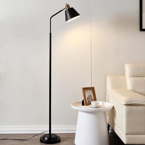 65.3" Modern Floor Lamps for Living Room, Black Floor Lamp for Bedroom, Dual-Base Industrial Standing Lamp, Adjustable-Head Corner Lamp, Tall Lamp, Living Room Light, Bulb Included, Black in Saudi Arabia